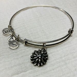 Alex & Ani Water Lily Charm Bangle Bracelet Silver